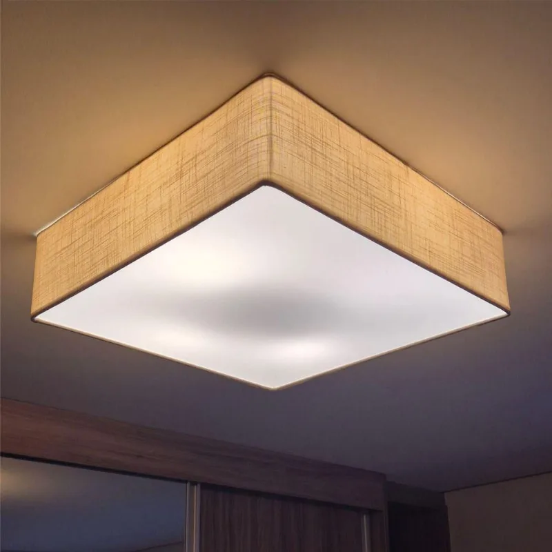 Plafon Para Sala De Tv Quadrado Tv-3051 Cúpula Cor Palha - Vivare Brasil Iluminação