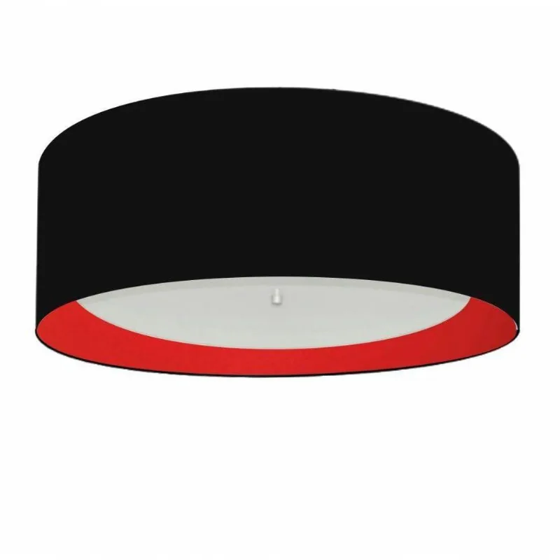 Plafon Para Quarto Cilíndrico Sq-3008 Cúpula Cor Preto Vermelho - Vivare Brasil Iluminação