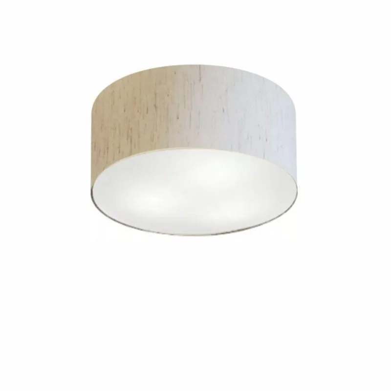 Plafon Para Quarto Cilíndrico Sq-3010 Cúpula Cor Linho Bege - Vivare Brasil Iluminação