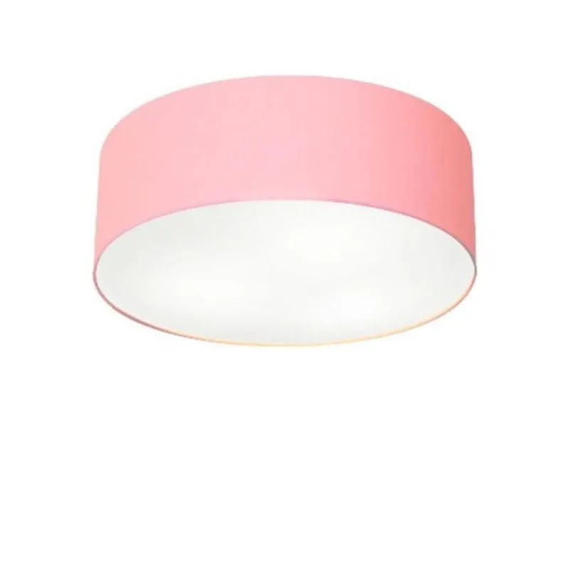 Plafon Para Quarto Cilíndrico Sq-3046 Cúpula Cor Rosa Bebê - Vivare Brasil Iluminação