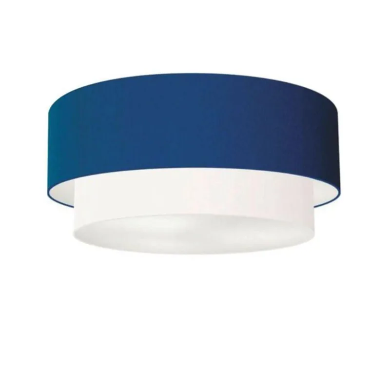 Plafon Para Quarto Cilíndrico Sq-3064 Cúpula Cor Azul Marinho Branco - Vivare Brasil Iluminação