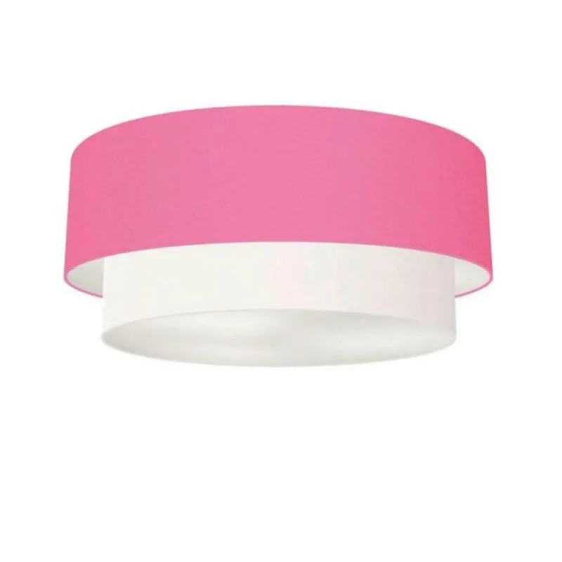 Plafon Para Quarto Cilíndrico Sq-3064 Cúpula Cor Rosa Bebê Branco - Vivare Brasil Iluminação