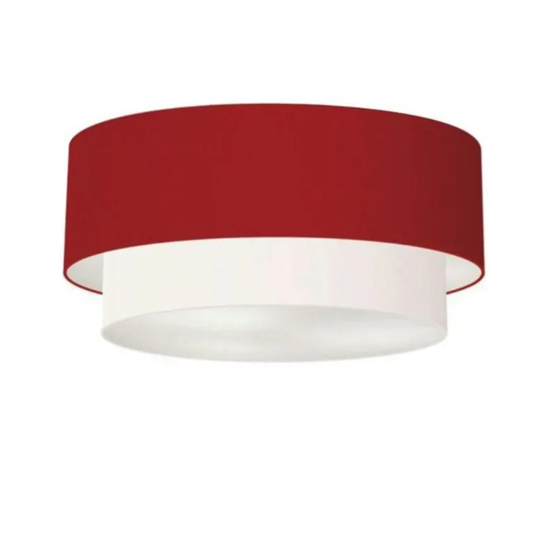 Plafon Para Quarto Cilíndrico Sq-3065 Cúpula Cor Bordo Branco