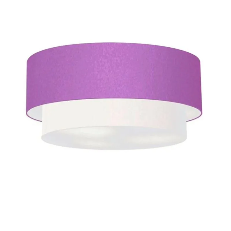 Plafon Para Quarto Cilíndrico Sq-3065 Cúpula Cor Lilás Branco