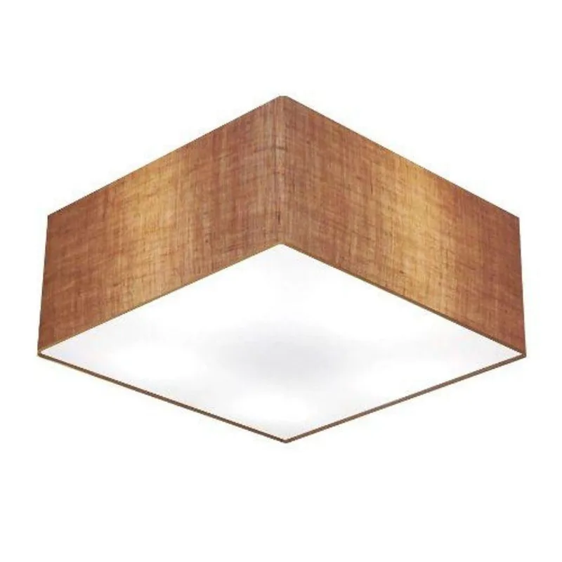Plafon Para Quarto Quadrado Sq-3053 Cúpula Cor Palha - Vivare Brasil Iluminação