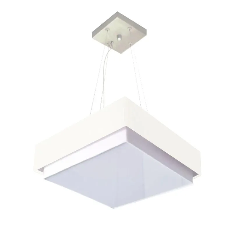 Lustre para Sala de Jantar MD-4405 com Cúpula em Tecido Quadrada Grande Branco Vivare Brasil - Vivare Brasil Iluminação
