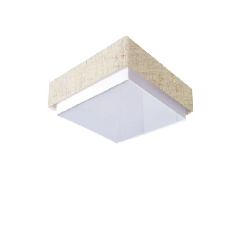 Plafon Quadrado Vivare Md-3089 Cúpula Em Tecido 40x40cm - Bivolt Rustico-bege 127/220v - Vivare Brasil Iluminação