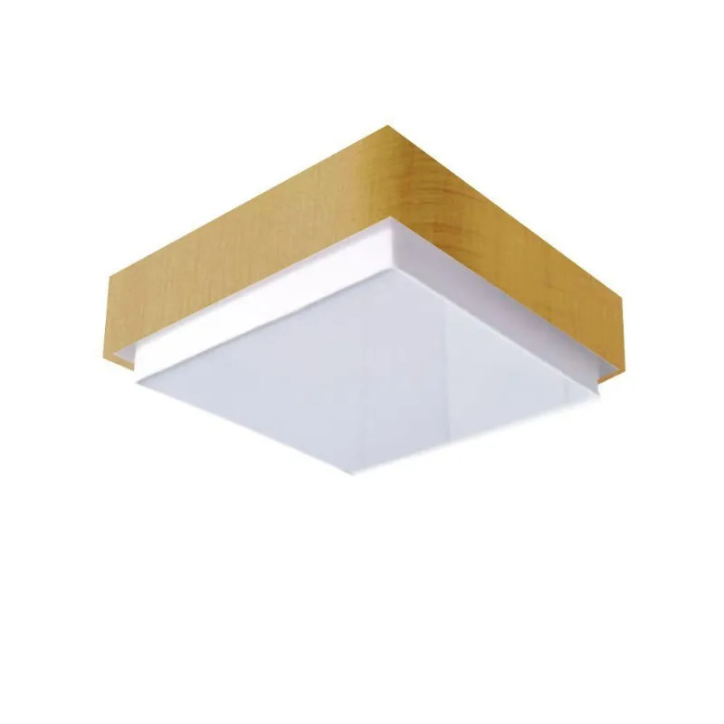 Plafon Quadrado Vivare Md-3092 Cúpula Em Tecido 60x60cm - Bivolt Palha 127/220v