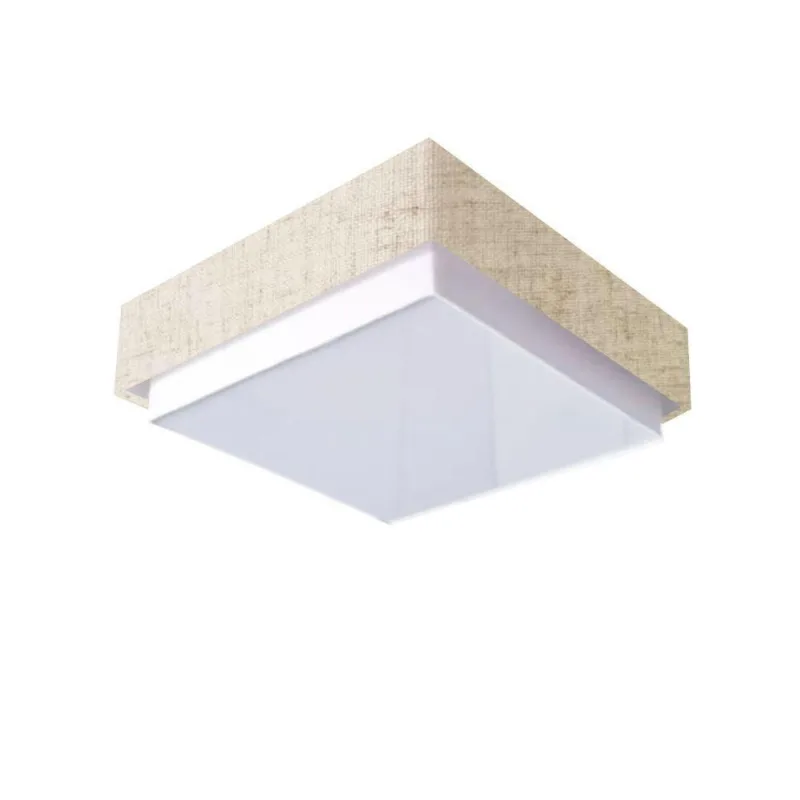 Plafon Quadrado Vivare Md-3092 Cúpula Em Tecido 60x60cm - Bivolt Rustico-bege 127/220v