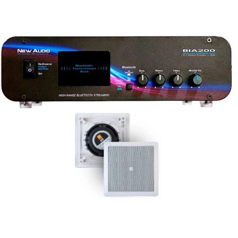Amplificador New Áudio Bia 200 Bt 2.1 St+ 1 Par De Caixa Jbl