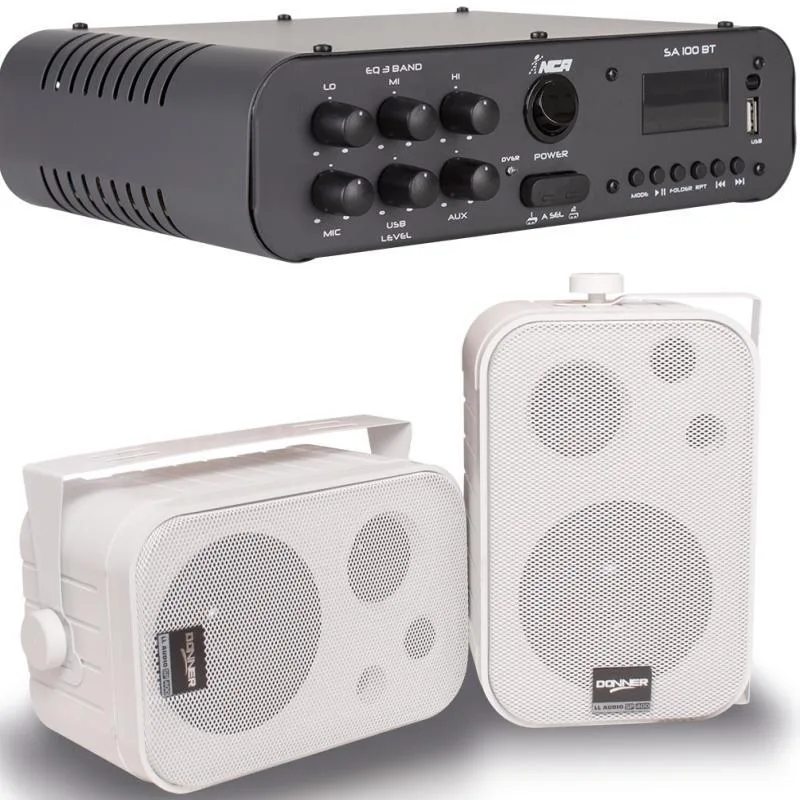 Amplificador Sa100bt Nca Bluetooth + 1 Par Cx Sp400 Branca