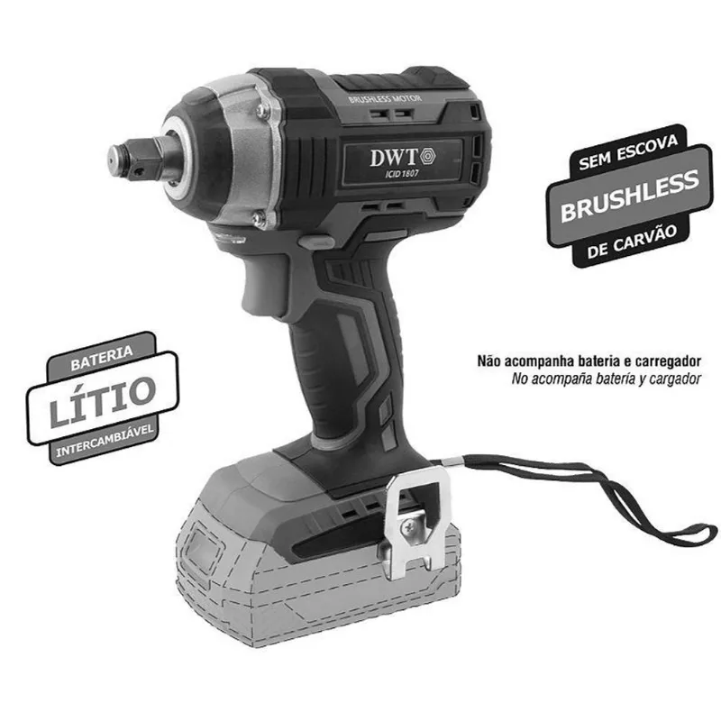 Chave De Impacto Dwt Icid 1807 18v 1/2 + 2 Baterias 4ah + Carregador Icbd 1805