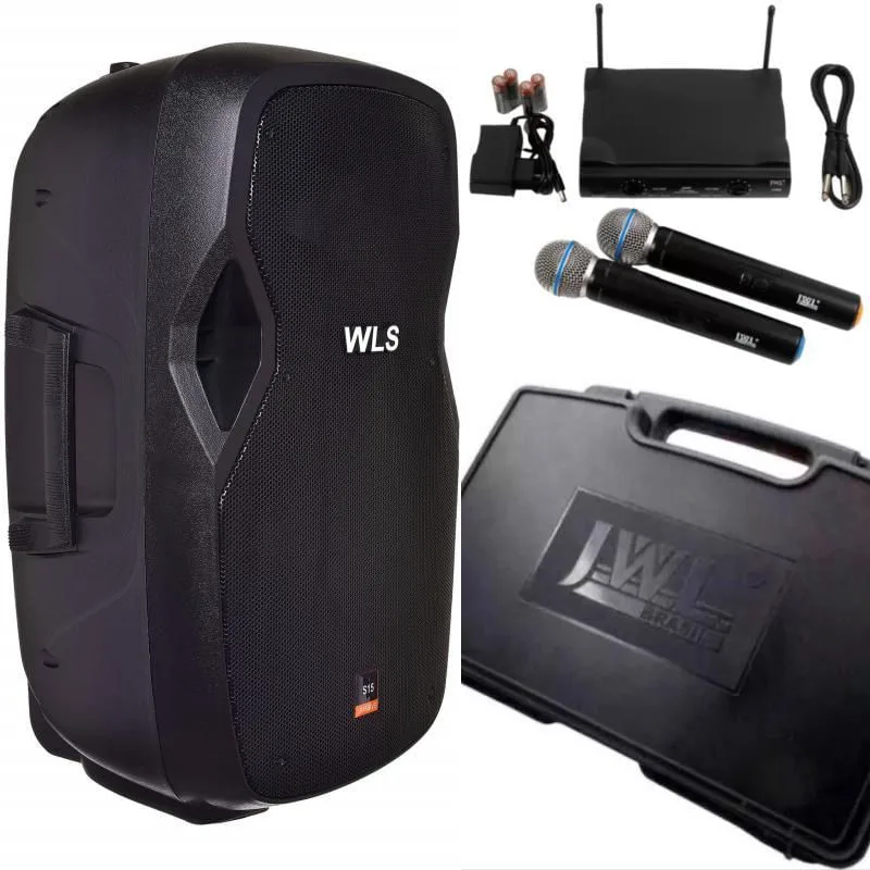 Caixa Acústica Wls S15 Bt Ativa + 2 Microfones Sem Fio Jwl - Não Disponível