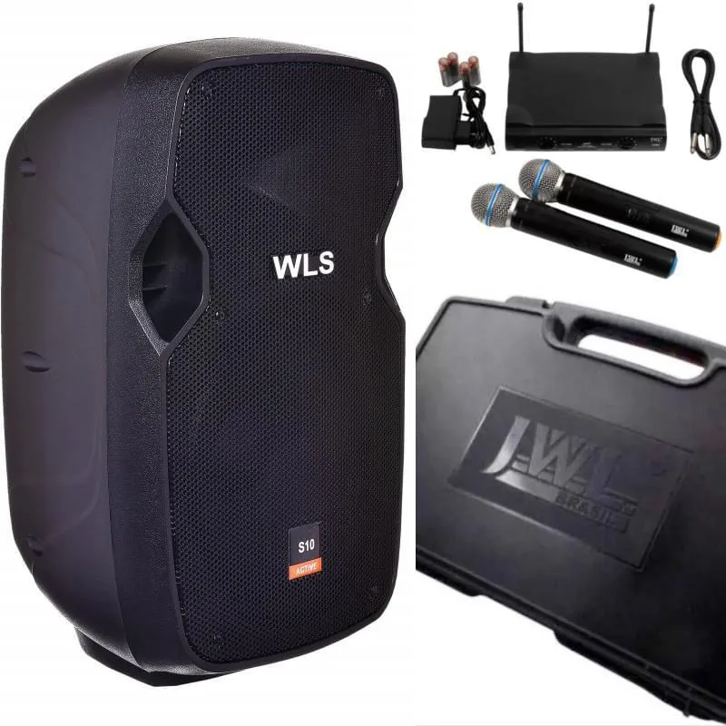 Caixa Acústica Wls S10 Bt Ativa + 2 Microfones Sem Fio Jwl - Não Disponível