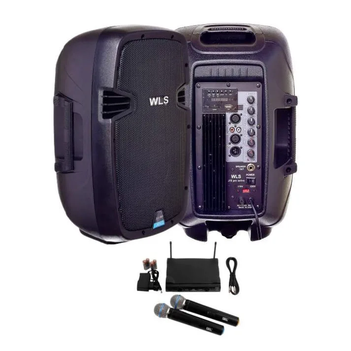 Caixa Acústica Wls J15 Pro Ativa + 2 Microfones S/Fio De Mão - Não Disponível