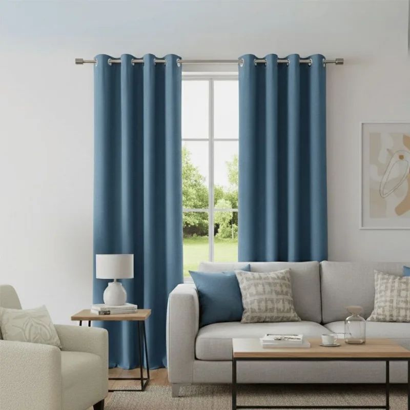 Cortina Blackout Linho Dupla Face Vedação 100% Poliéster 300x230cm Azul