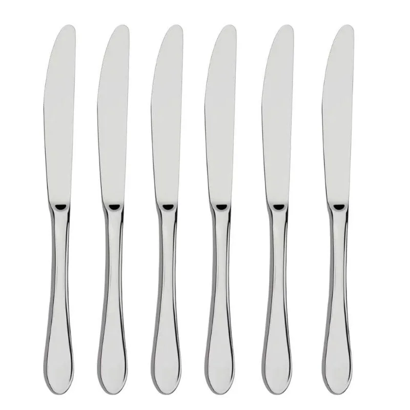 Jogo 6 De Facas De Sobremesa Aço Inox Prata Em Casa Tem Linha Bronze 18,5cm