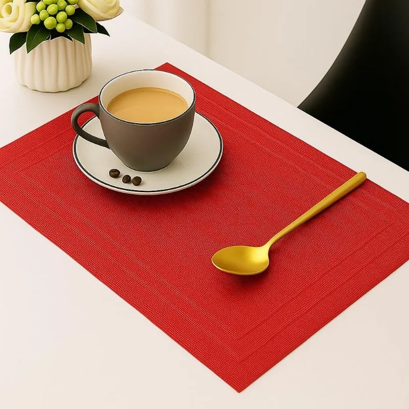Lugar Americano Retangular Mesa Pvc Vermelho Executivo 30x45cm Em Casa Tem
