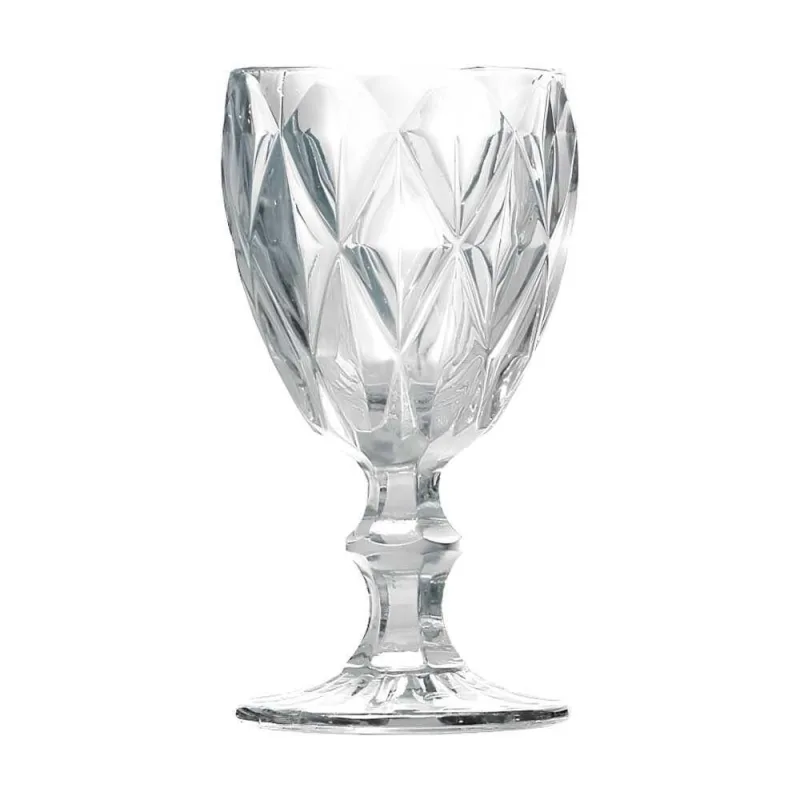 Taça De Vidro Para água Diamante Transparente Emcasatem 340ml - Em Casa Tem