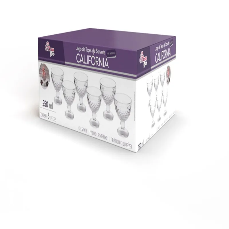 Jogo Taça Sorvete Califórnia 250ml Com 6 Unidades