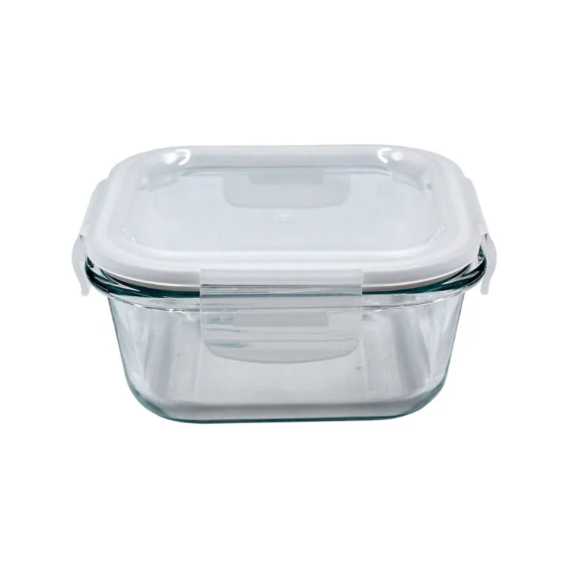 Pote Vidro Hermético Em Casa Tem Quadrado Branco 520ml