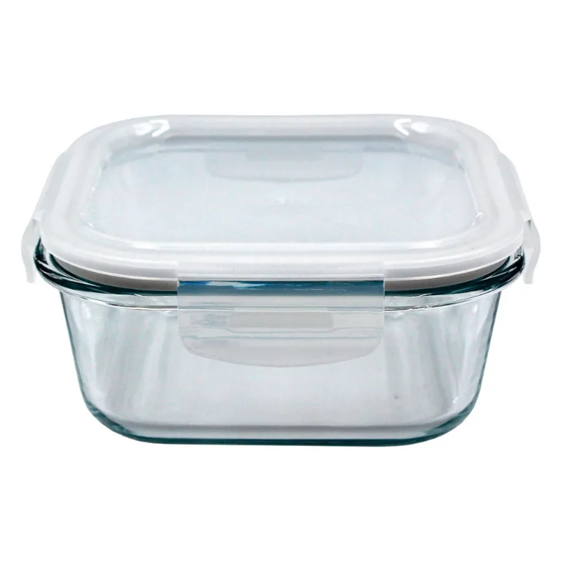 Pote Vidro Hermético Em Casa Tem Quadrado Branco 800ml