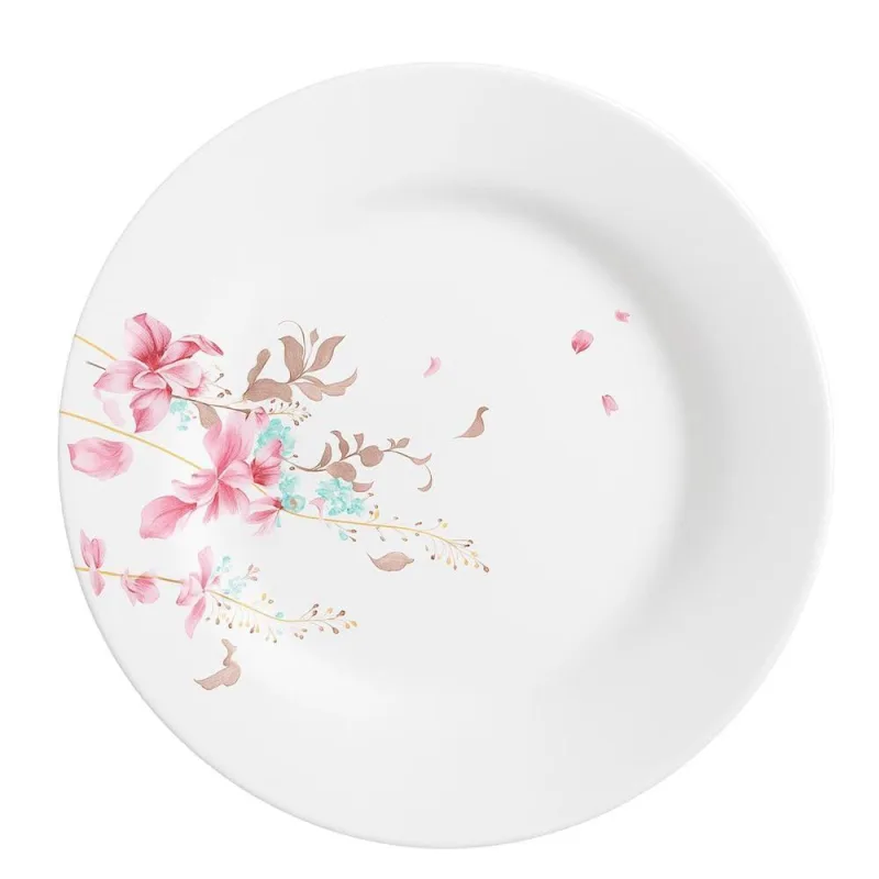 Prato De Sobremesa De Vidro Branco Flowers Bord Em Casa Tem 20cm - Em Casa Tem