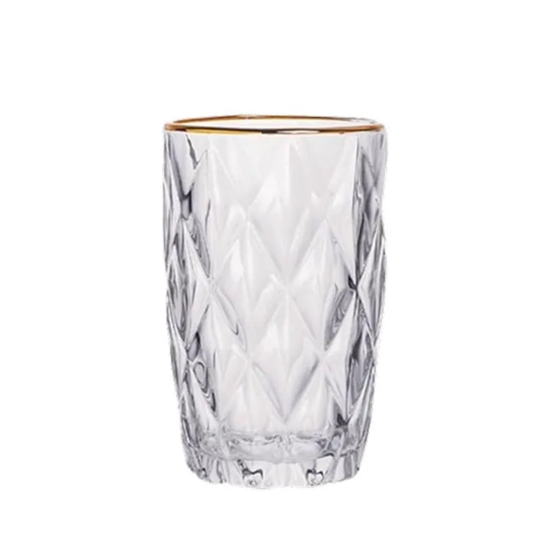 Copo Diamond Transparente Com Borda Dourada 400mlem Casa Tem