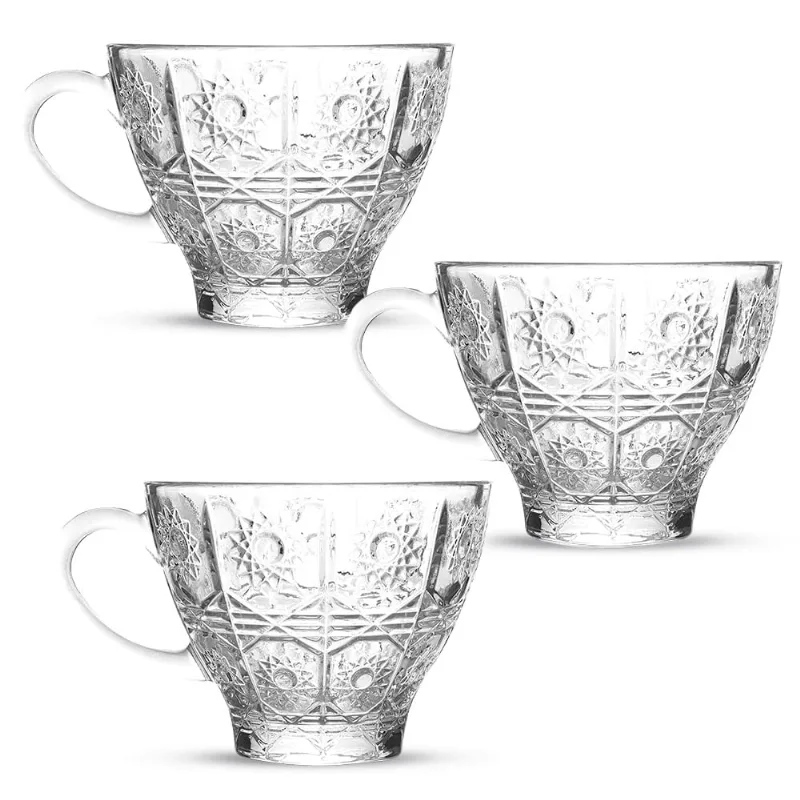 Jogo Xícara Vidro Chá Clear Bohemia 220ml com 3 Peças
