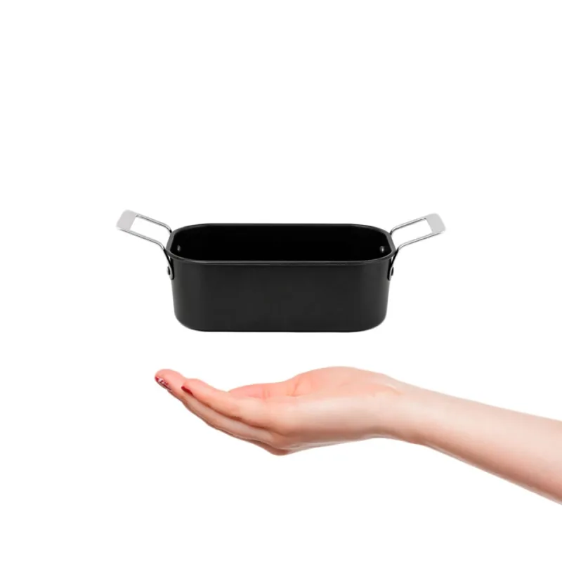 Travessa Mini Alça Inox Couvert Preto Servir Entradas Buffet 14cm - Ingá - Casa E Construção