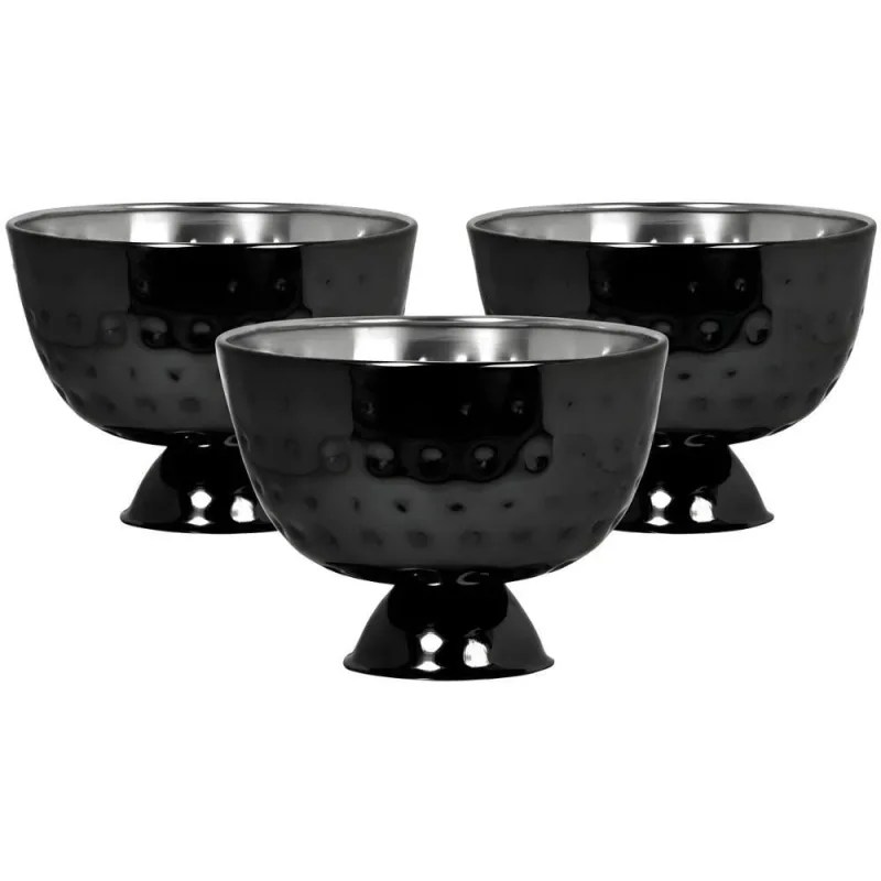 Conjunto de Taças de Sobremesa 3 Peças 180ML em Aço Inox Preto em Casa Tem - Em Casa Tem