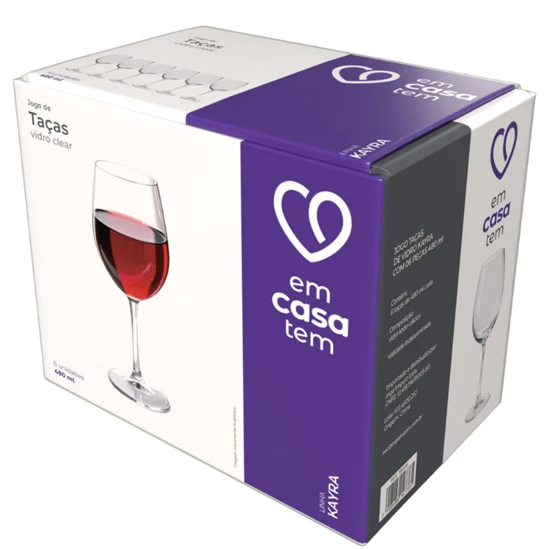 Jogo Taça Vidro Kayra 480ml Com 6 Unidades