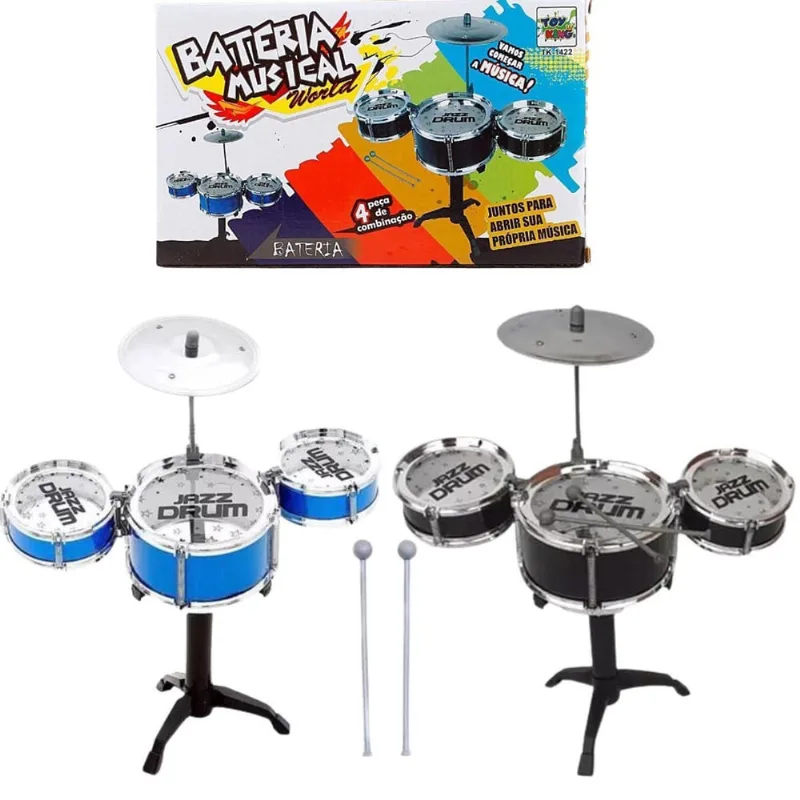 Bateria Brinquedo Musical World Infantil Rock Star 4 Pcs