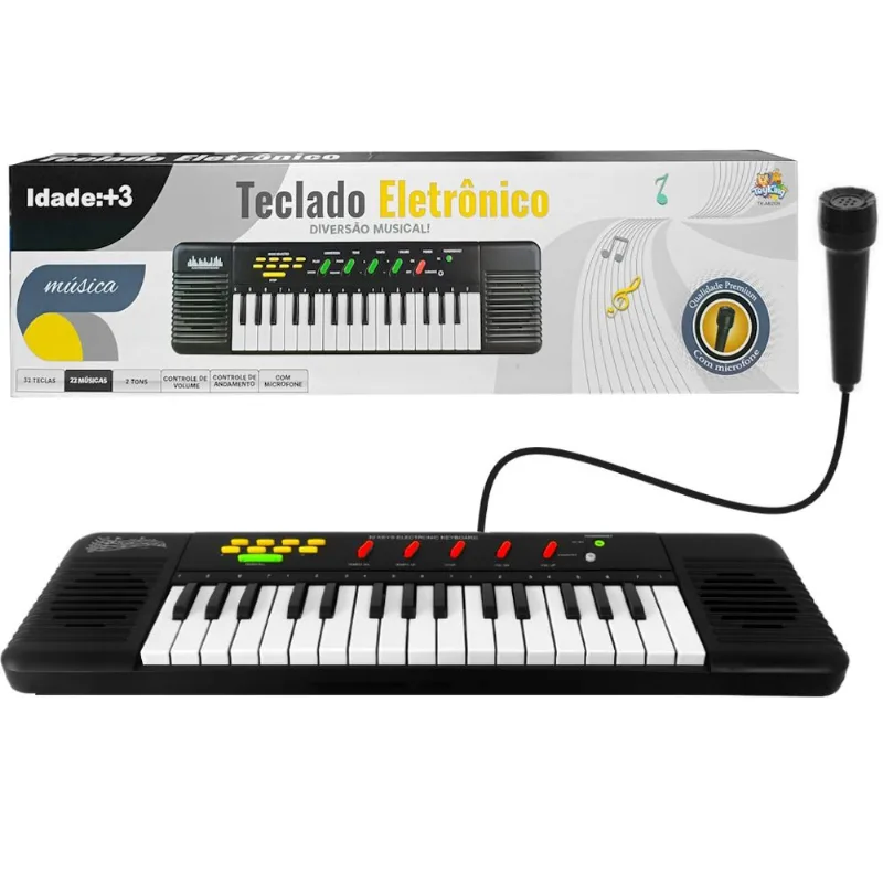 Pianinho Infantil Baby 22 Teclas com Microfone Karaokê Teclado