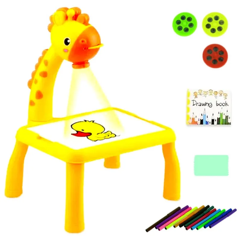 Mesa que Projeta Desenhos Contornar Colorir Girafinha com Canetinhas e 24 Imagens