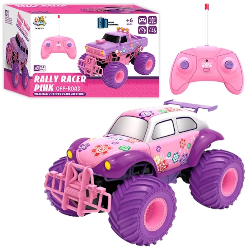 Super Caminhonete De Controle P/ Meninas Pneus Emborrachados Rosa