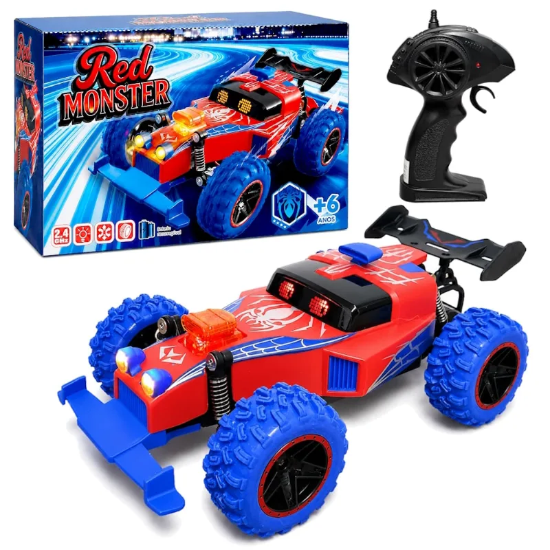Carrinho Buggy Monster Aranha Farol Pneus Off Road Suspensão Controle 2.4Ghz + Bateria