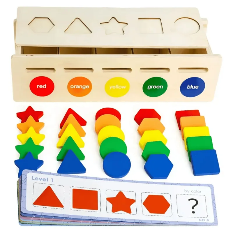 Brinquedo Montessori de Encaixar Formas e Cores de Madeira - Toy Kids UNICA