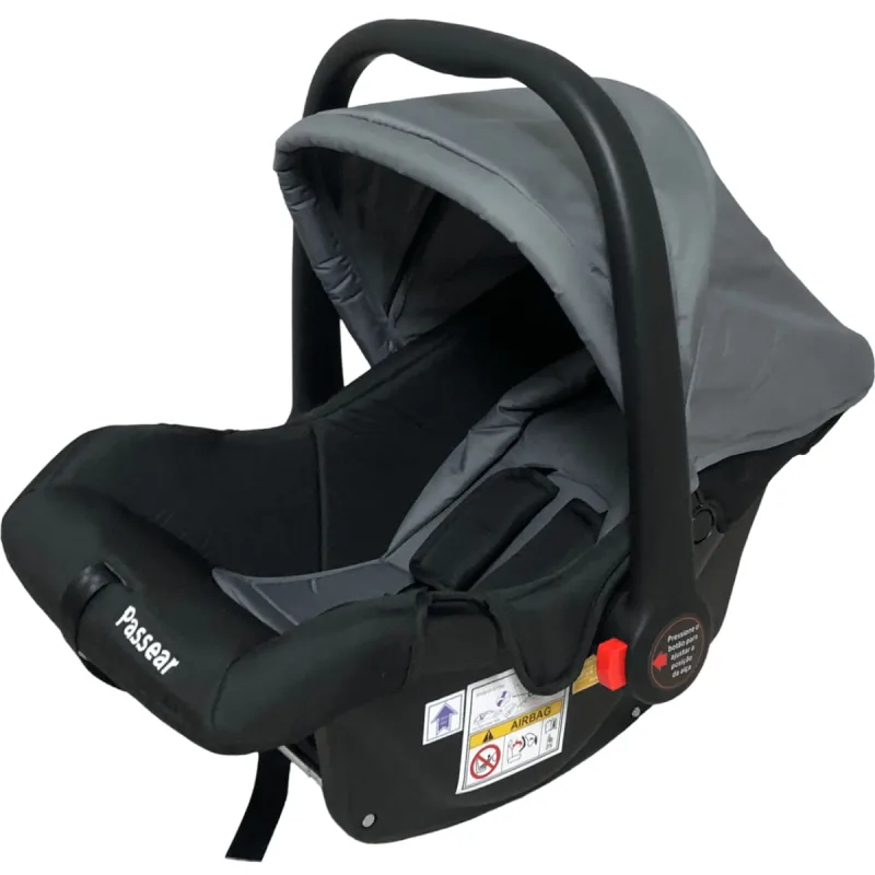 Cadeirinha para Carro Bebe Conforto Passear Baby Nina Cinza - Passear Baby
