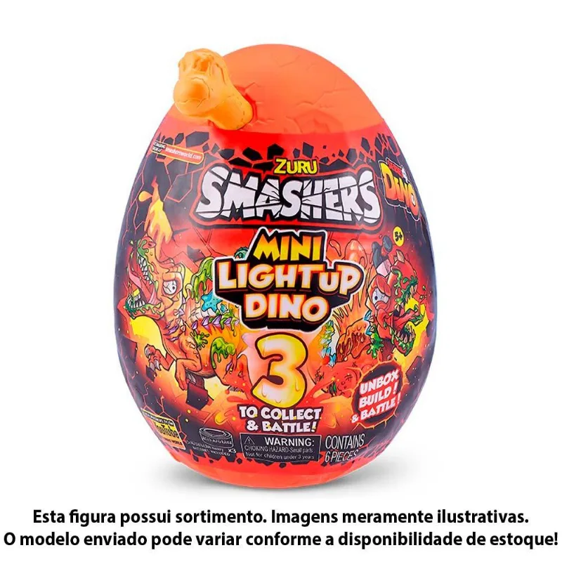 Figura Surpresa - Smashers Mini Lightup Dino - Ovo Médio - Fun Divirta-se