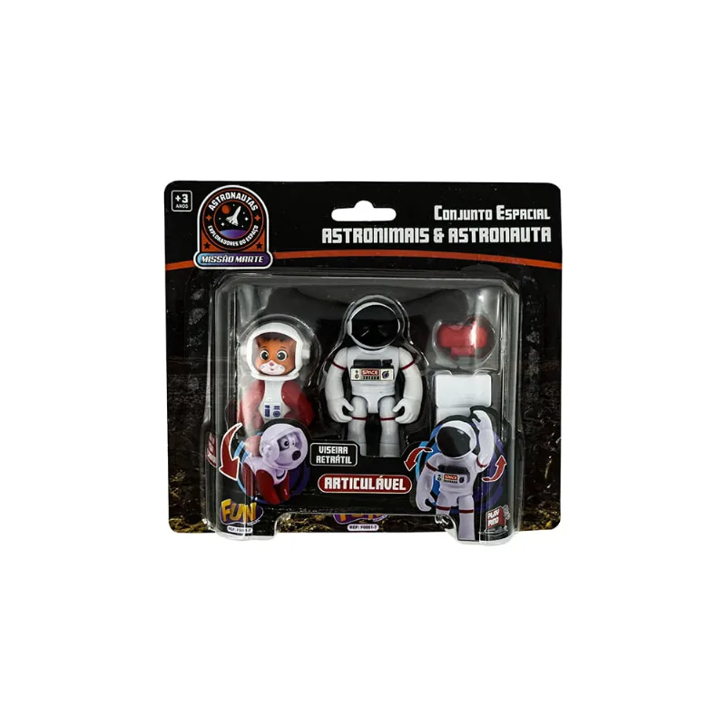 Figura Astronautas Missão Marte Astronauta e Gato F0081-7