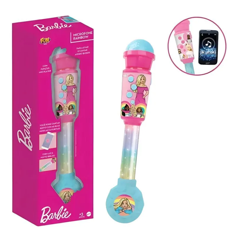 Barbie Microfone Rainbow 30 cm F0143-5 - Mattel - Mattel - Brinquedos