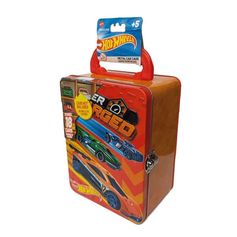 Maleta Porta Carrinhos Infantil Hot Wheels Fun Clássica de Metal 5 a 7 Anos Azul