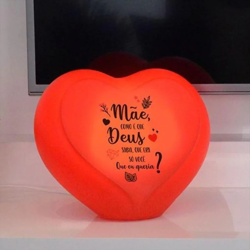 Luminária Coração Mãe Deus Sabia Iluminação Suave com Luz Difusa Bivolt Vermelho - OUTRAS
