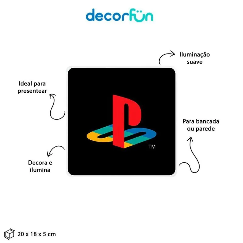 Luminária Box Slim Playstation Icon Usb com Luz Difusa Bivolt Alimentação Via USB 18CM - OUTRAS