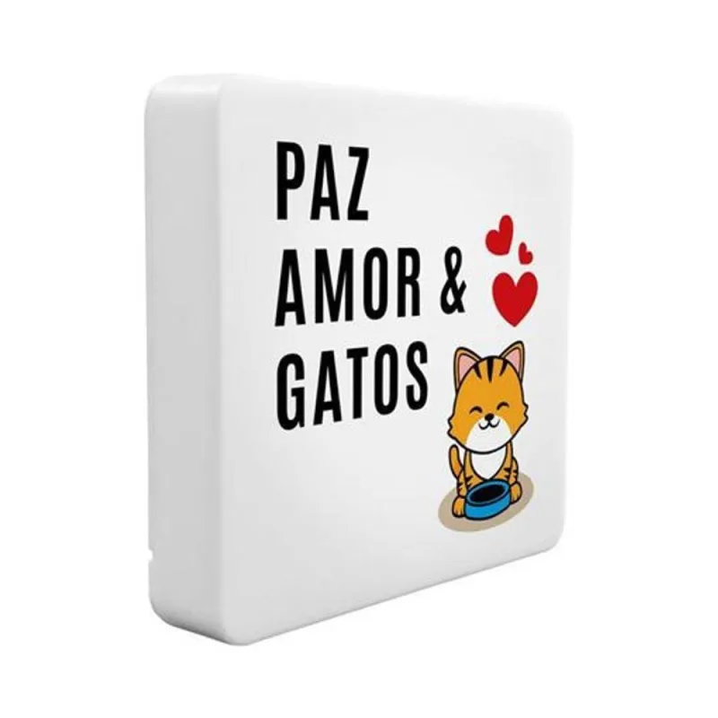 Luminária Box Slim Paz, Amor E Gato Usb - OUTRAS - Casa E Construção