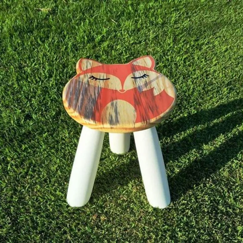 Banqueta Infantil Mini Banqueta Raposa Polietileno E Madeira