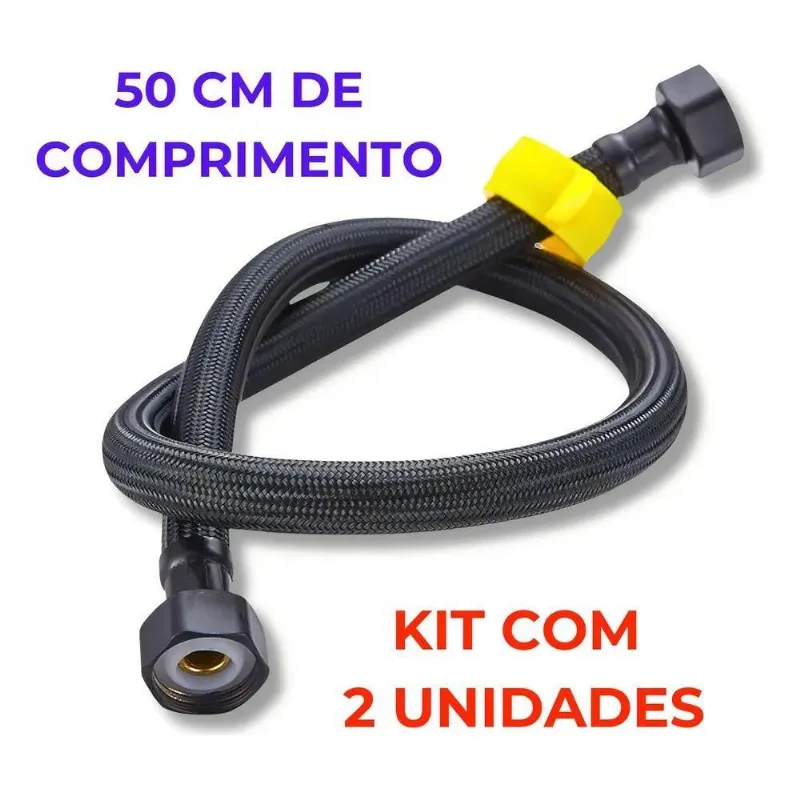 Rabicho Engate Mangueira Trançado Aço Inox Flexível 50 Cm Co