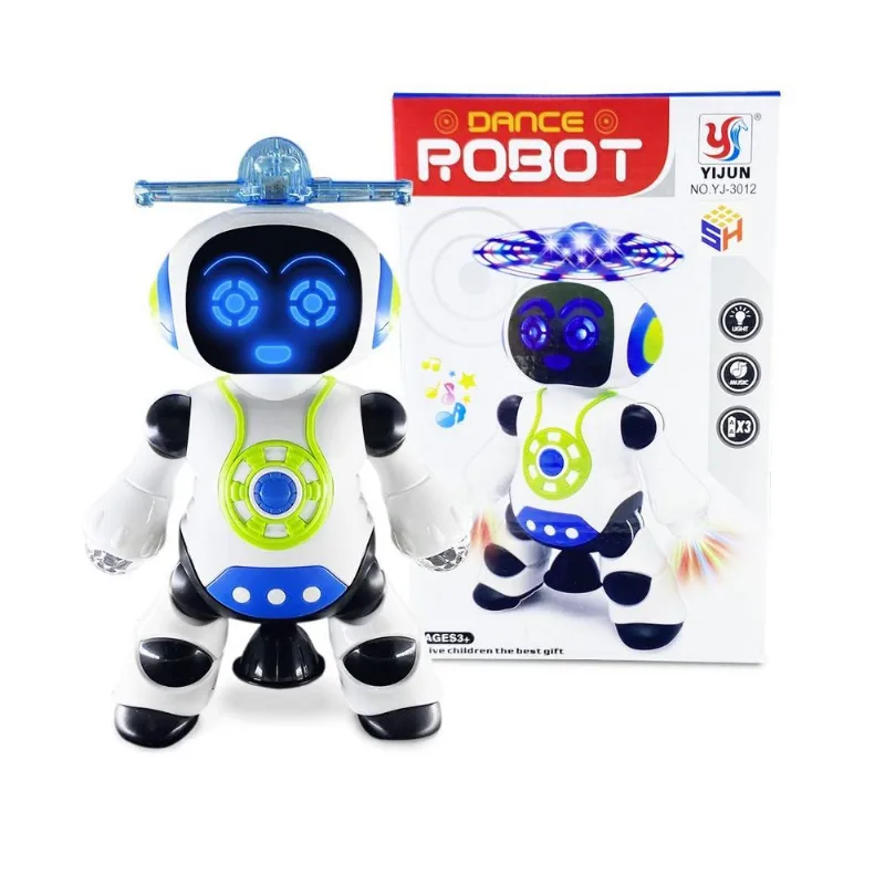 Brinquedo Robô Dançarino Infantil Luz Toca Som Musica E Gira