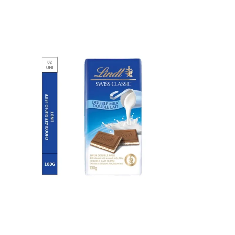 Chocolate Duplo Leite Suísso Lindt Lindor Pack com 2 Unidades de 100g Cada